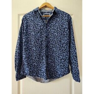 Gentlemen's Outfitters Men's Medium Blue Floral Design Long Sleeve Dress Shirt